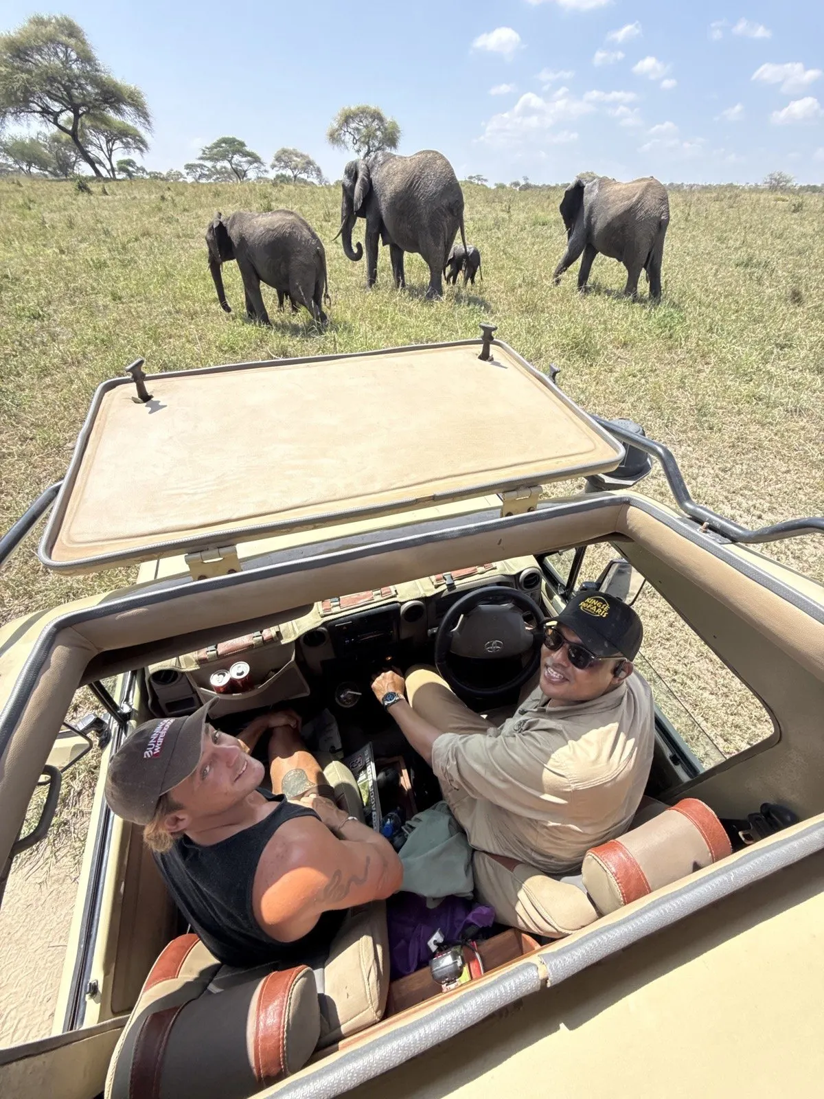 Jackson and Peter together on safari